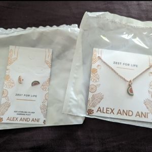Alex and Ani Watermelon Earring and Necklace Set
